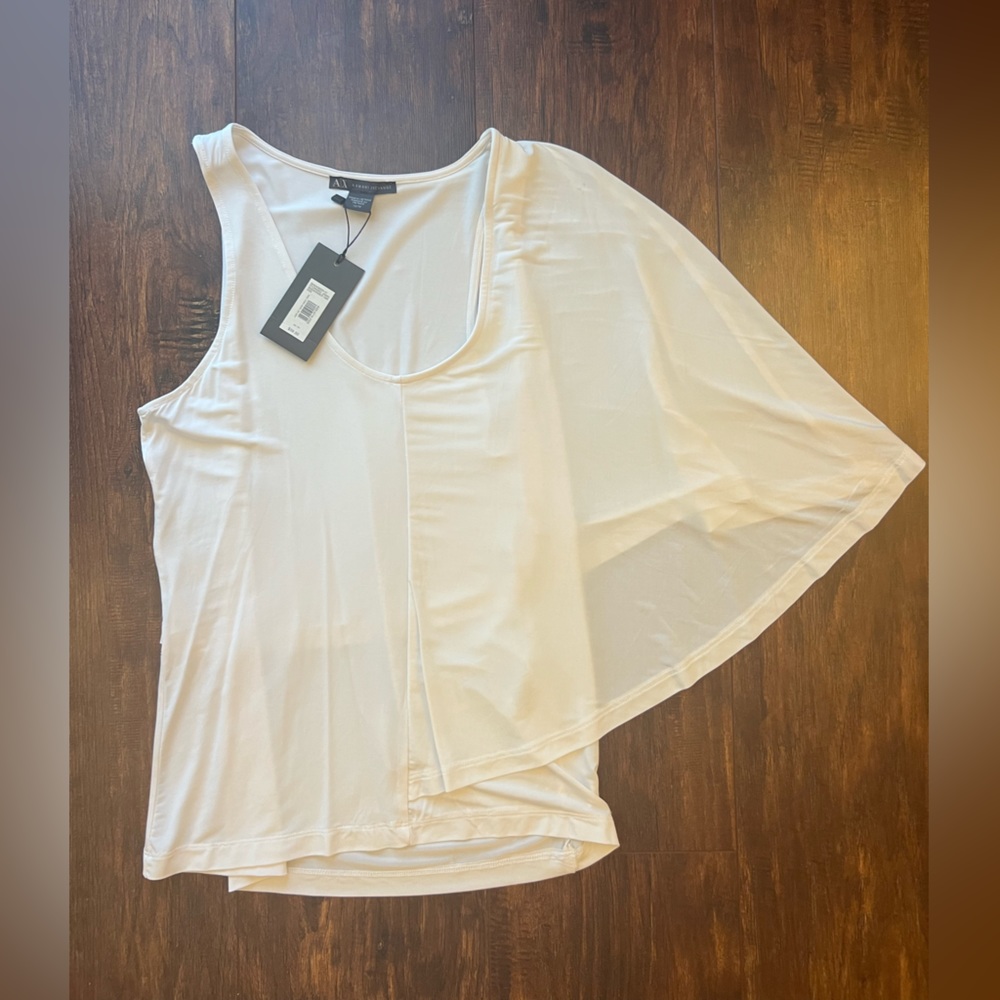 Armani Exchange White Asymmetrical Top NWT NEW Size XS
